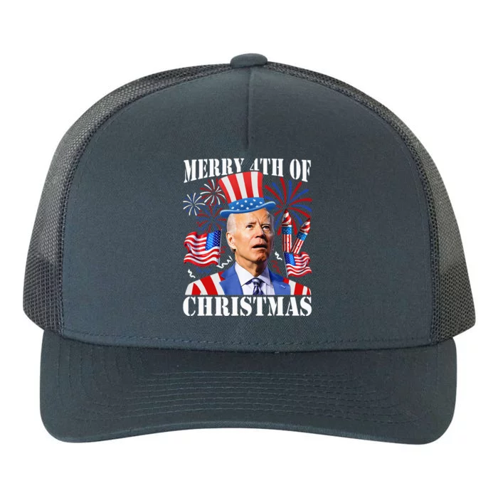 Funny Joe Biden Merry 4th Of Christmas 4th Of July Firework Yupoong Adult 5-Panel Trucker Hat