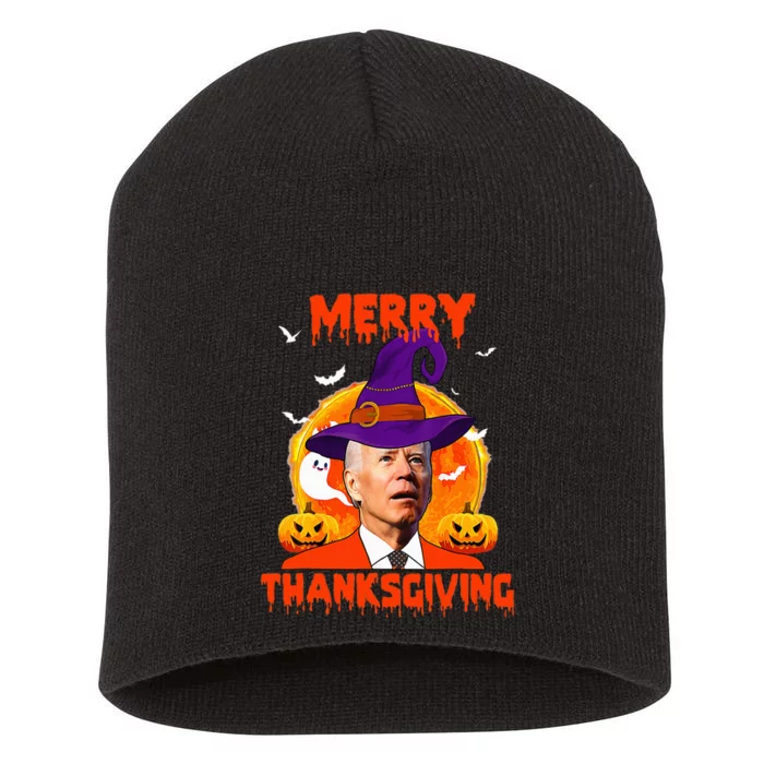 Funny Joe Biden Merry Thanksgiving Confused Happy Halloween Short Acrylic Beanie