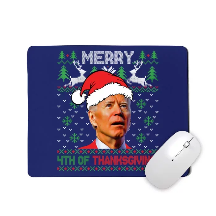 Funny Joe Biden Merry Thanksgiving Ugly Christmas Sweater Mousepad