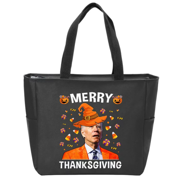 Funny Joe Biden Happy Halloween Merry Thanksgiving Zip Tote Bag