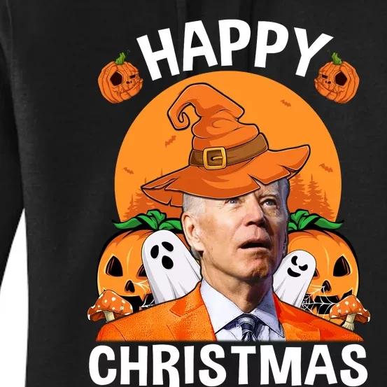 Funny Joe Biden Happy Halloween Happy Christmas Women's Pullover Hoodie