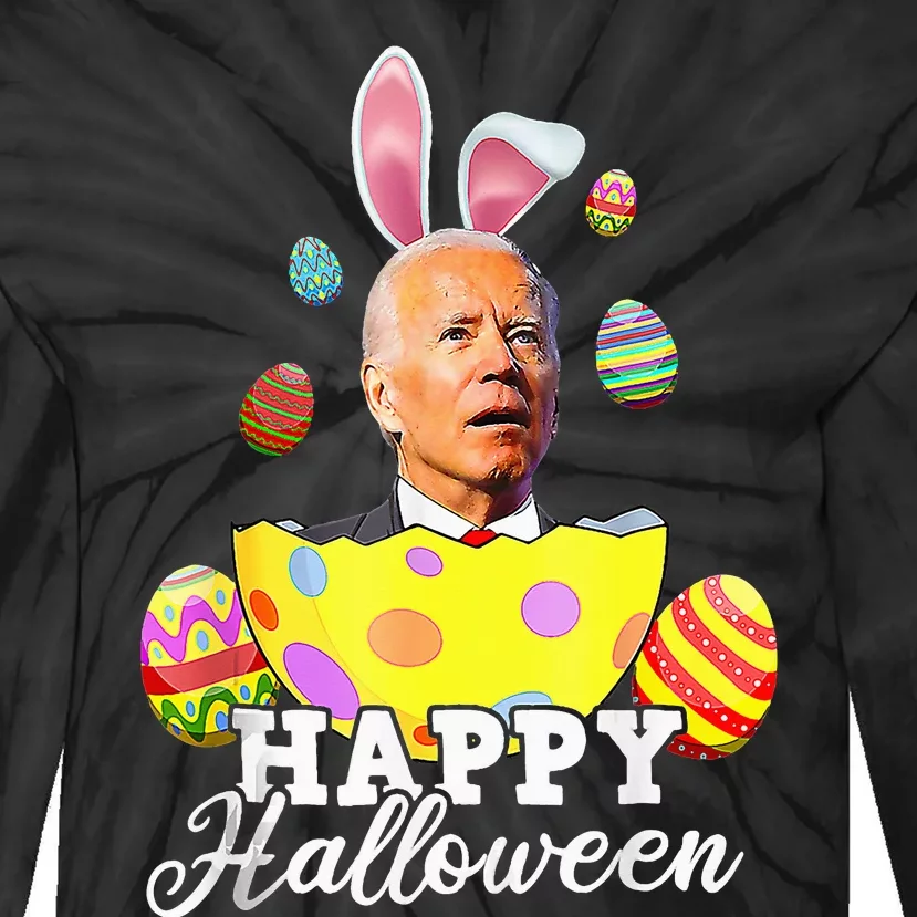 Funny Joe Biden Happy Halloween Confused Easter Biden Bunny Tie-Dye Long Sleeve Shirt