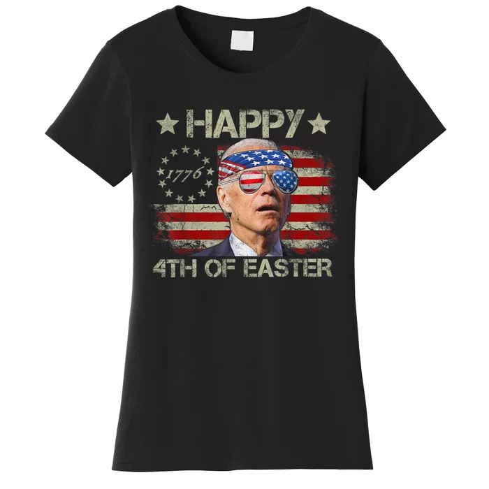 Funny Joe Biden 4th Of July Happy 4th Of Easter Us Flag Women's T-Shirt