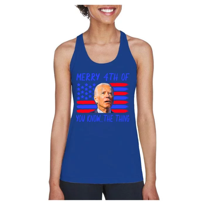 Funny Joe Biden Happy 4th Of July Great Gift Women's Racerback Tank