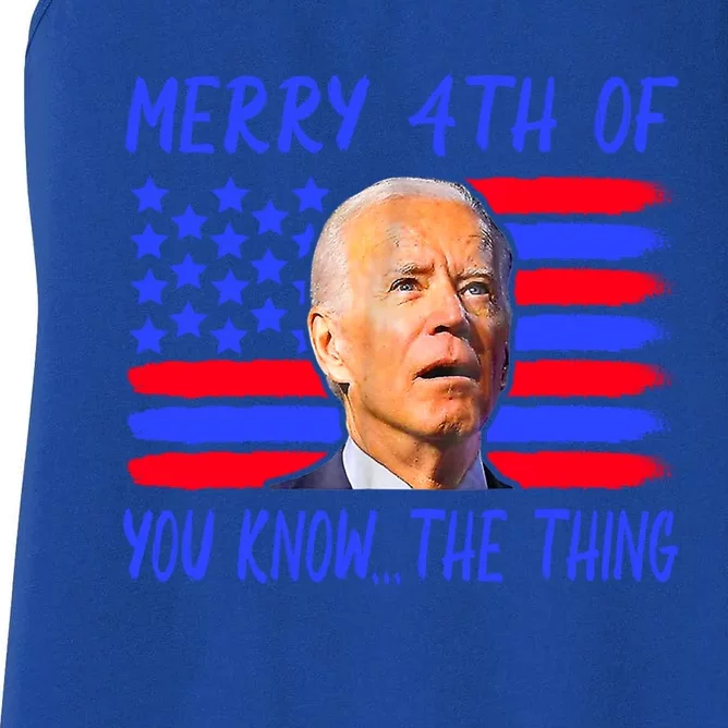 Funny Joe Biden Happy 4th Of July Great Gift Women's Racerback Tank