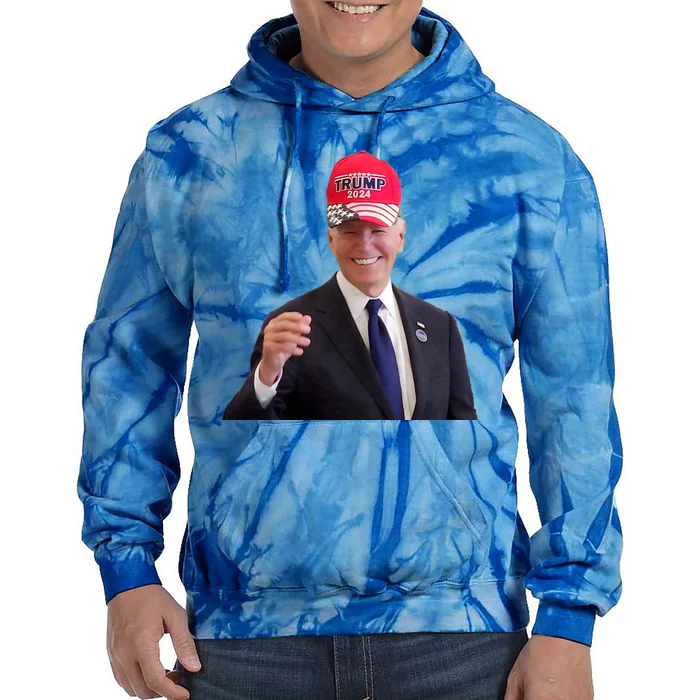 Funny Joe Biden Dons Trump 2024 Cap Wear A Trump Hat Tie Dye Hoodie