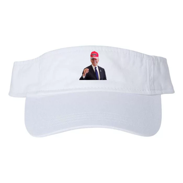 Funny Joe Biden Dons Trump 2024 Cap Wear A Trump Hat Valucap Bio-Washed Visor