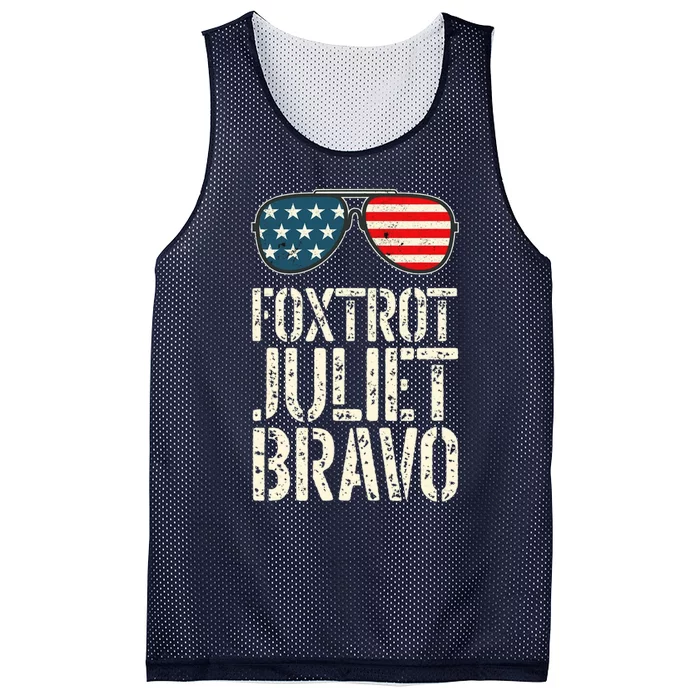 Foxtrot Juliet Bravo Funny Pro America US Flag Sunglasses Mesh Reversible Basketball Jersey Tank