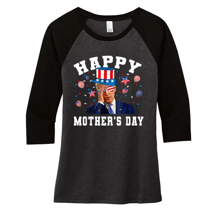 Funny Joe Biden Happy 4th Of July Confused Mother's Day Women's Tri-Blend 3/4-Sleeve Raglan Shirt