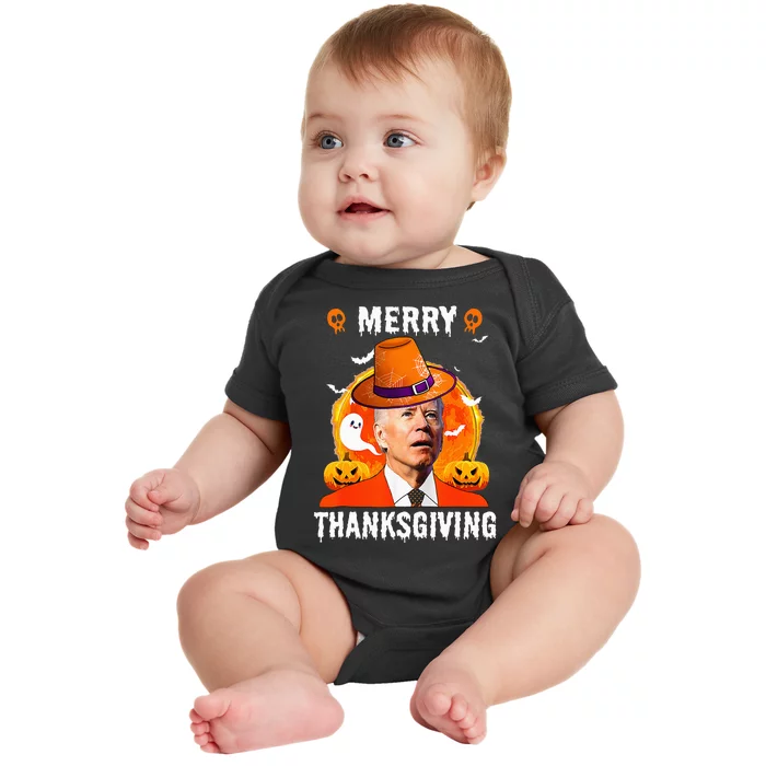 Funny Joe Biden Confused Merry Thanksgiving For Halloween Baby Bodysuit