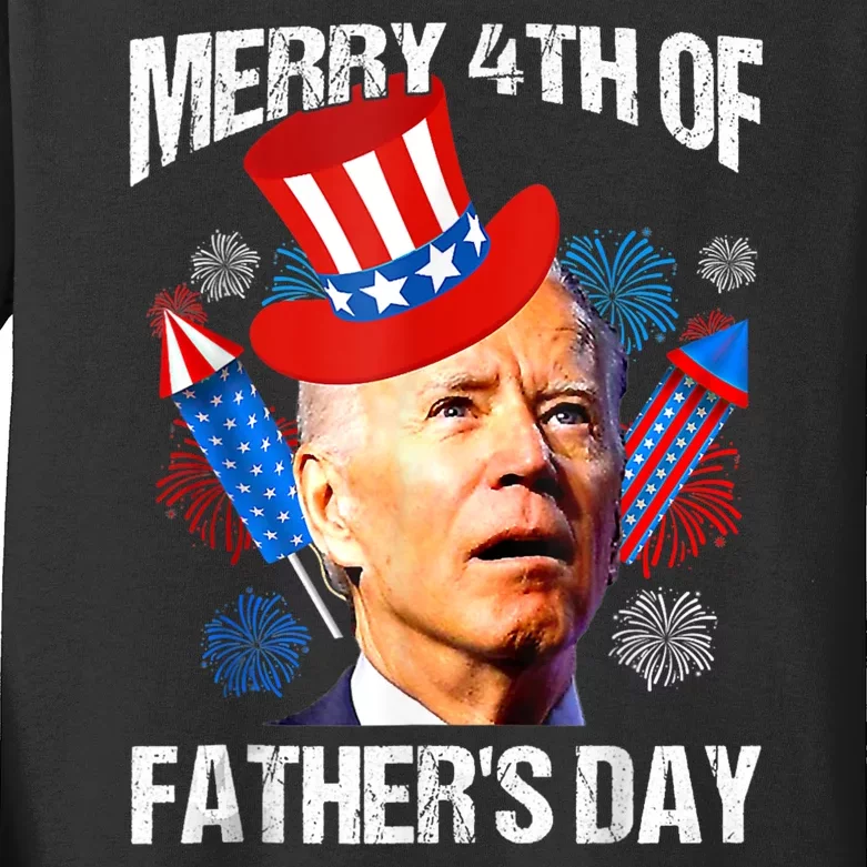 Funny Joe Biden Happy 4th Of July Firework Independence Day Kids Long Sleeve Shirt