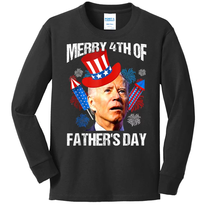 Funny Joe Biden Happy 4th Of July Firework Independence Day Kids Long Sleeve Shirt