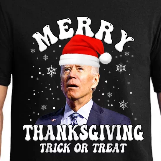 Funny Joe Biden Merry Thanksgiving Trick Or Treat Christmas Pajama Set