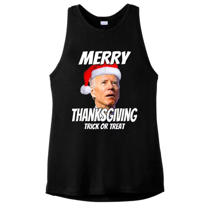 Funny Joe Biden Merry Thanksgiving Trick Or Treat Ladies Tri-Blend Wicking Tank