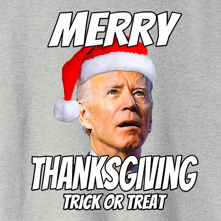 Funny Joe Biden Merry Thanksgiving Trick Or Treat Women's Crop Top Tee