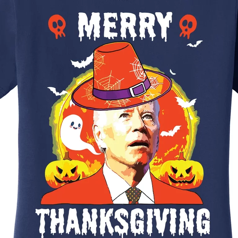 Funny Joe Biden Happy Halloween Merry Thanksgiving 1045 Women's T-Shirt