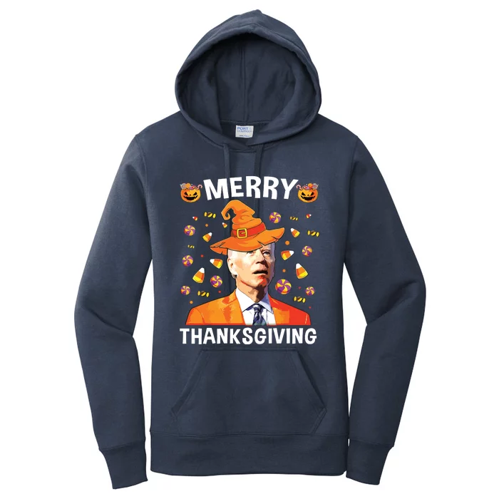 Funny Joe Biden Happy Halloween Merry Thanksgiving Women's Pullover Hoodie