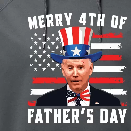 Funny Joe Biden Happy Merry 4th Of July Confused Fathers Day Performance Fleece Hoodie