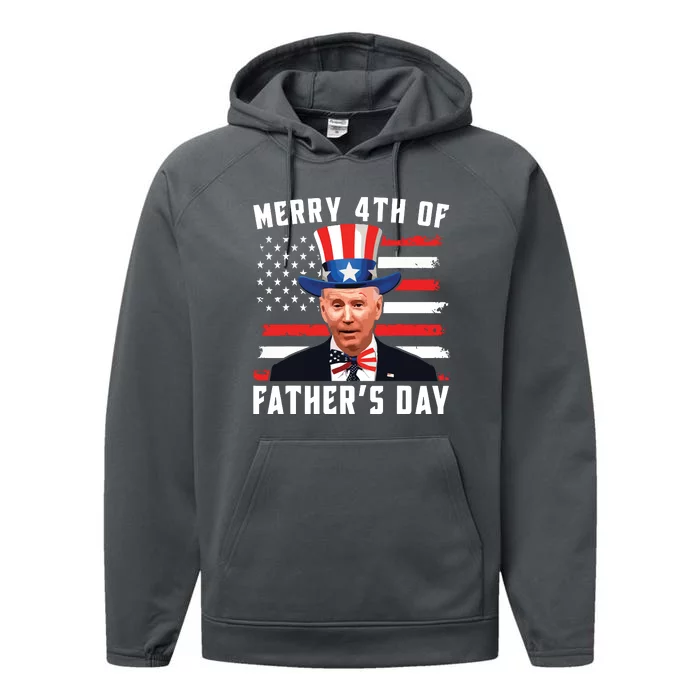 Funny Joe Biden Happy Merry 4th Of July Confused Fathers Day Performance Fleece Hoodie