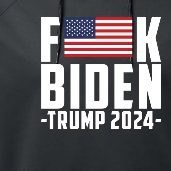 Fuck Joe Biden Donald Trump 2024 Election American Flag Performance Fleece Hoodie