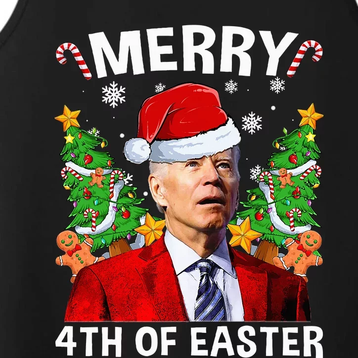 Funny Joe Biden Christmas Santa Hat Merry 4th Of Easter Xmas Performance Tank