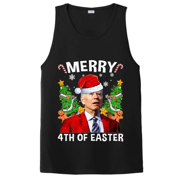 Funny Joe Biden Christmas Santa Hat Merry 4th Of Easter Xmas Performance Tank