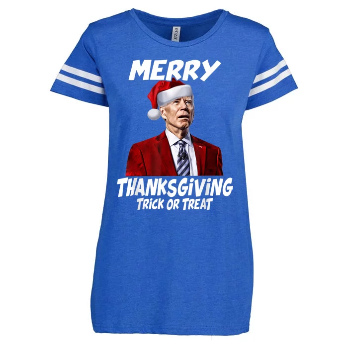 Funny Joe Biden Merry Thanksgiving Trick Or Treat Enza Ladies Jersey Football T-Shirt