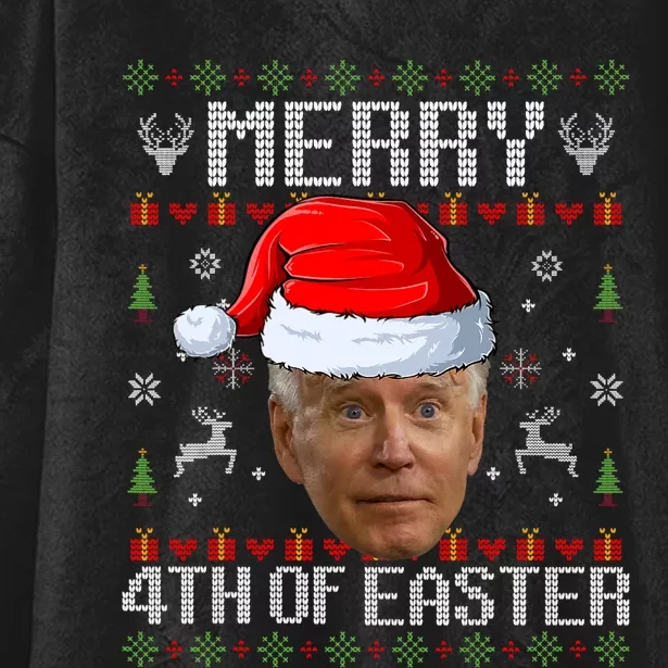 Funny Joe Biden Happy 4th Of Easter Ugly Christmas Sweater Hooded Wearable Blanket