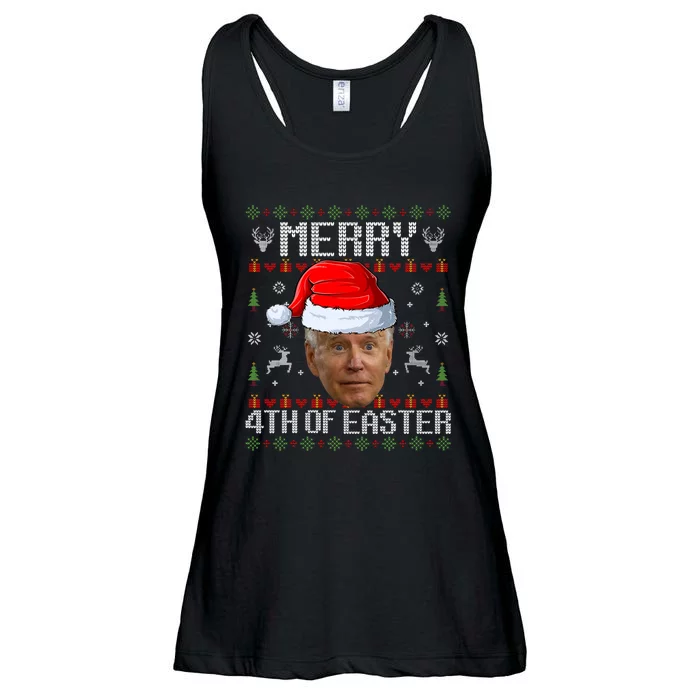 Funny Joe Biden Happy 4th Of Easter Ugly Christmas Sweater Ladies Essential Flowy Tank