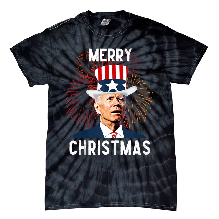 Funny Joe Biden Merry Christmas For Fourth Of July Tank Top Tie-Dye T-Shirt