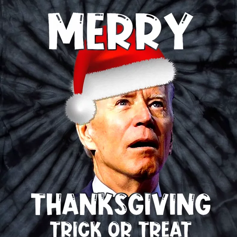 Funny Joe Biden Santa Hat Merry Thanksgiving Christmas Tie-Dye T-Shirt