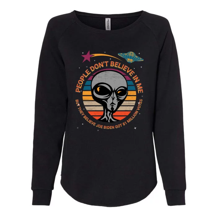 Funny Joe Biden Alien UFO Conservative Womens California Wash Sweatshirt