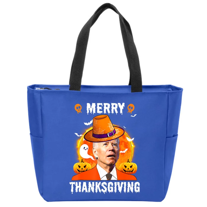 Funny Joe Biden Confused Merry Thanksgiving For Halloween Zip Tote Bag