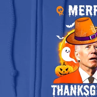 Funny Joe Biden Confused Merry Thanksgiving For Halloween Full Zip Hoodie