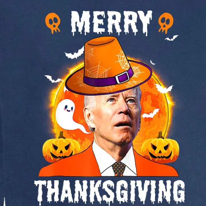 Funny Joe Biden Confused Merry Thanksgiving For Halloween Garment-Dyed Sweatshirt