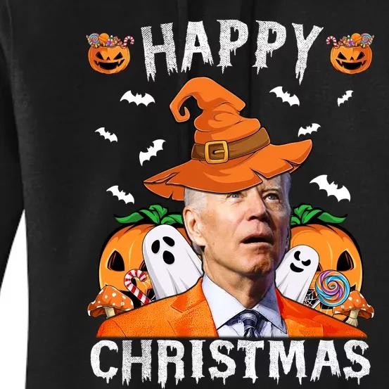 Funny Joe Biden Happy Halloween Happy Christmas Women's Pullover Hoodie