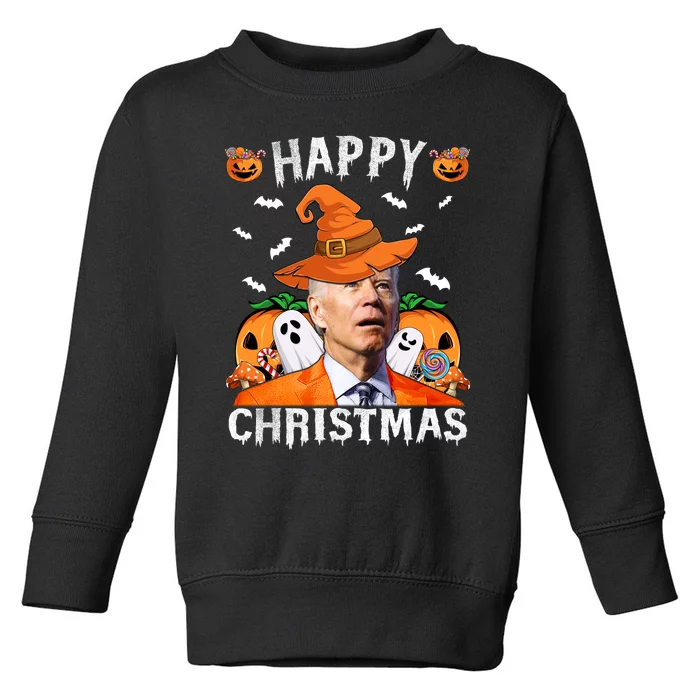 Funny Joe Biden Happy Halloween Happy Christmas Toddler Sweatshirt