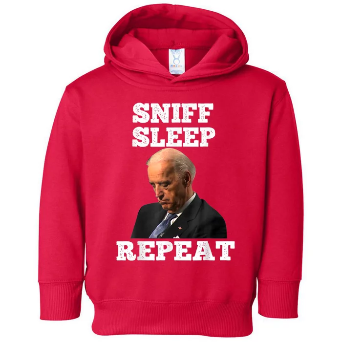 Funny Joe Biden Asleep Sniff Sleep Repeat Anti Biden Liberal Toddler Hoodie