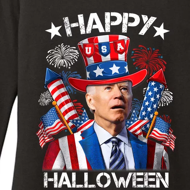 Funny Joe Biden Happy Halloween Confused 4th Of July Womens CVC Long Sleeve Shirt