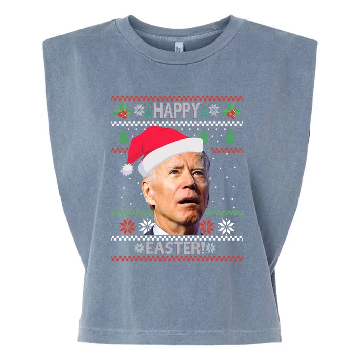 Funny Joe Biden Happy Easter Ugly Christmas Garment-Dyed Women's Muscle Tee