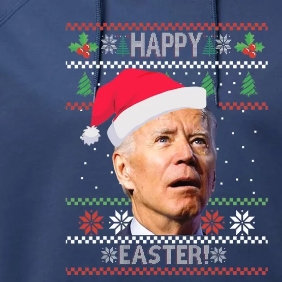 Funny Joe Biden Happy Easter Ugly Christmas Performance Fleece Hoodie