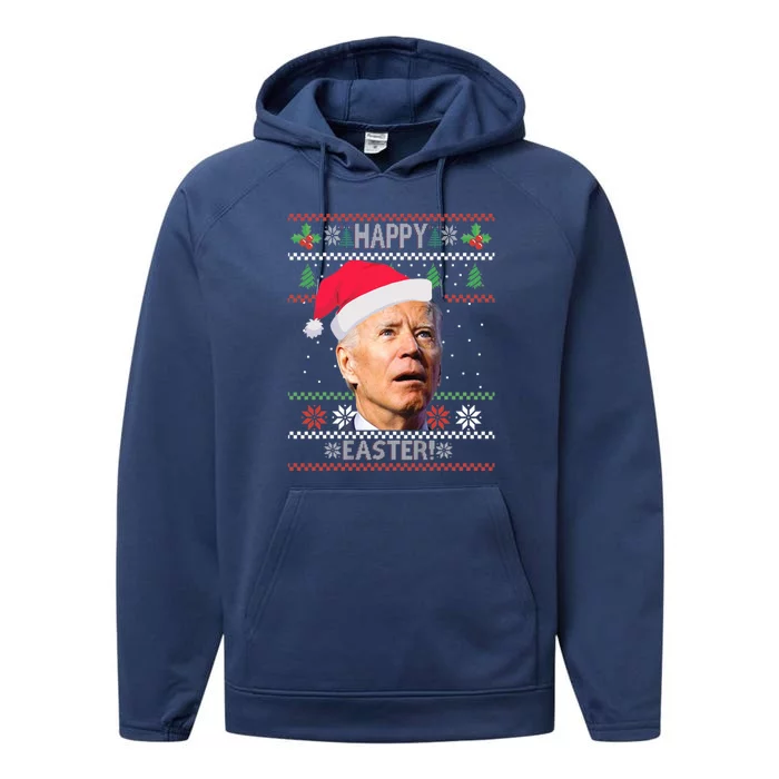 Funny Joe Biden Happy Easter Ugly Christmas Performance Fleece Hoodie