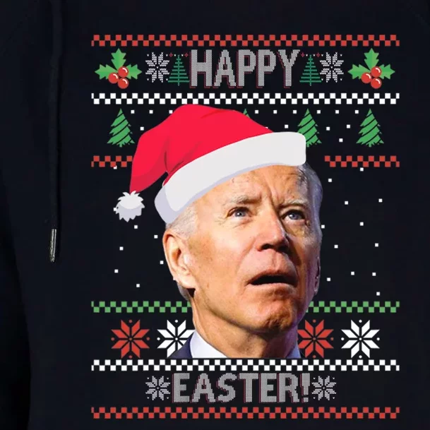 Funny Joe Biden Happy Easter Ugly Christmas Womens Funnel Neck Pullover Hood