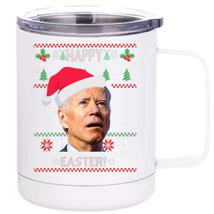 Funny Joe Biden Happy Easter Ugly Christmas Front & Back 12oz Stainless Steel Tumbler Cup