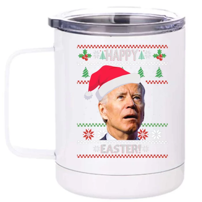 Funny Joe Biden Happy Easter Ugly Christmas Front & Back 12oz Stainless Steel Tumbler Cup