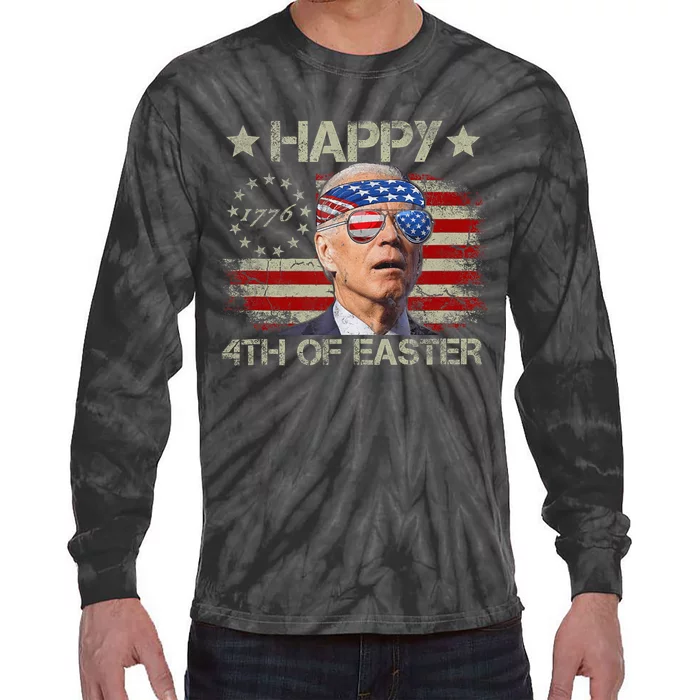 Funny Joe Biden 4th Of July Happy 4th Of Easter Us Flag Tie-Dye Long Sleeve Shirt