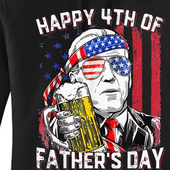 Funny Joe Biden Dazed Happy 4th Of Father's Day America Flag Women's Pullover Hoodie