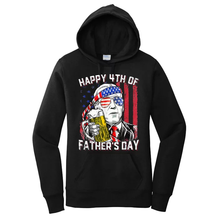 Funny Joe Biden Dazed Happy 4th Of Father's Day America Flag Women's Pullover Hoodie