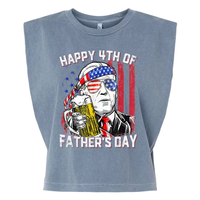 Funny Joe Biden Dazed Happy 4th Of Father's Day America Flag Garment-Dyed Women's Muscle Tee