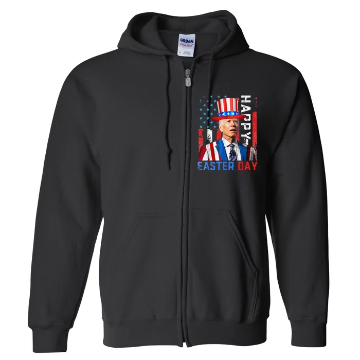 Funny Joe Biden Dazed Happy Easter Day America Flag Full Zip Hoodie